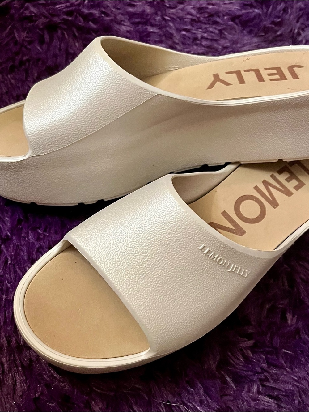 Lemon Jelly cream Platform Slide Sandals